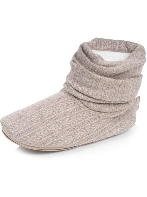 Chaussons bottillons tricot et nœud satin femme isotoner - Kiabi