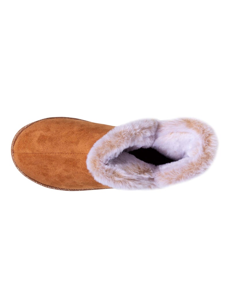 Chaussons bottillons ultra confortables fausse fourrure femme Isotoner Camel - Kiabi