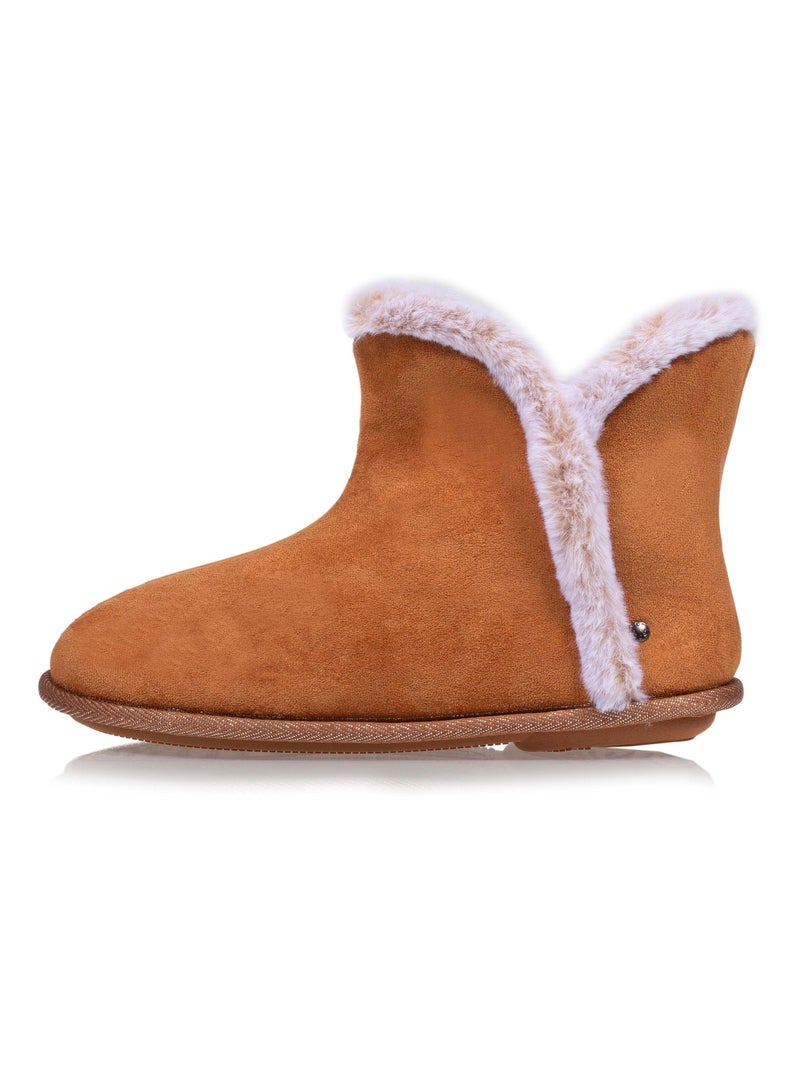 Chaussons bottillons ultra confortables fausse fourrure femme Isotoner Camel - Kiabi