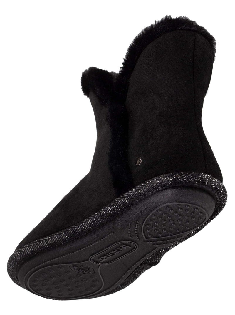 Chaussons bottillons ultra confortables fausse fourrure femme Isotoner Noir - Kiabi