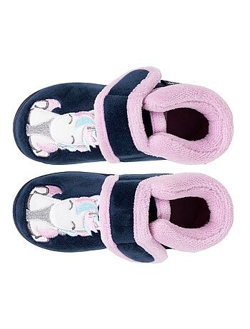 Chaussons bottillons velours maintien renforcé, fermeture bébé fille Isotoner