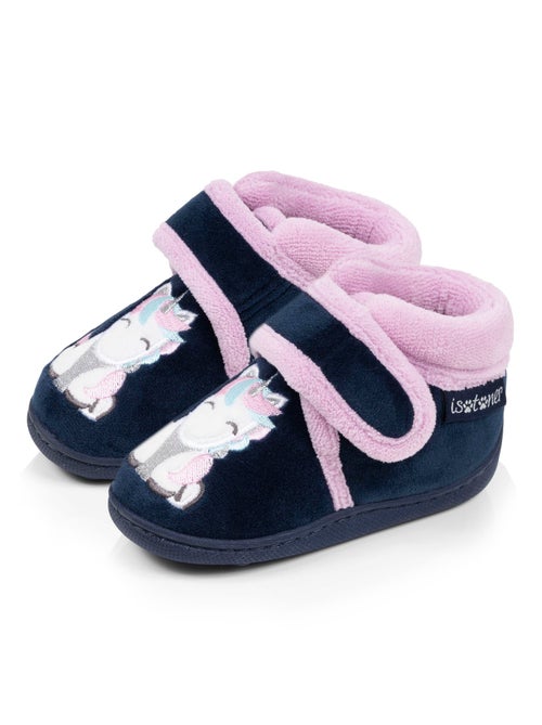 Chaussons bottillons velours maintien renforcé, fermeture bébé fille Isotoner - Kiabi