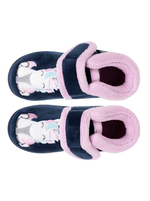 Chaussons bottillons velours maintien renforcé, fermeture bébé fille Isotoner - Kiabi