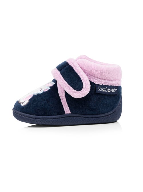 Chaussons bottillons velours maintien renforcé, fermeture bébé fille Isotoner - Kiabi