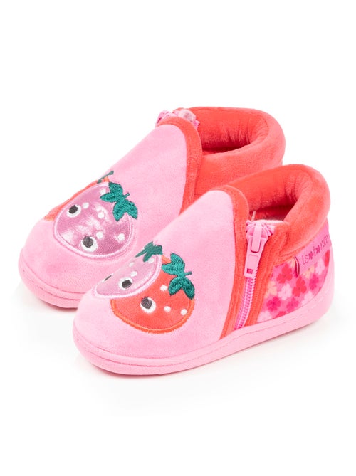 Chaussons bottillons velours maintien renforcé, fermeture bébé fille Isotoner - Kiabi