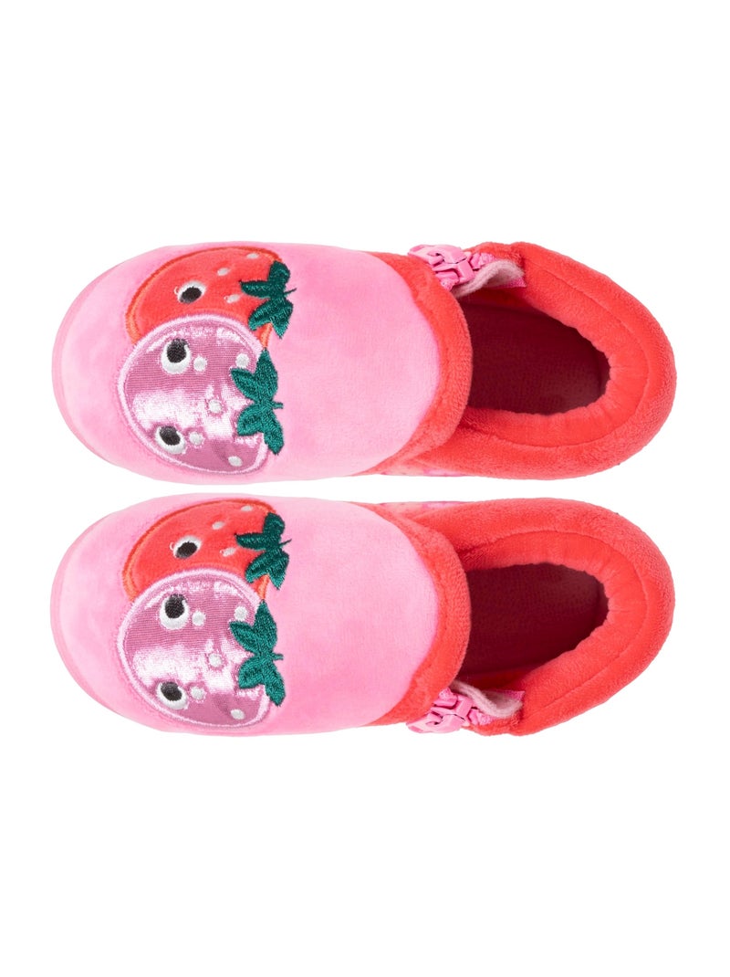 Chaussons bottillons velours maintien renforcé, fermeture bébé fille Isotoner Rose - Kiabi
