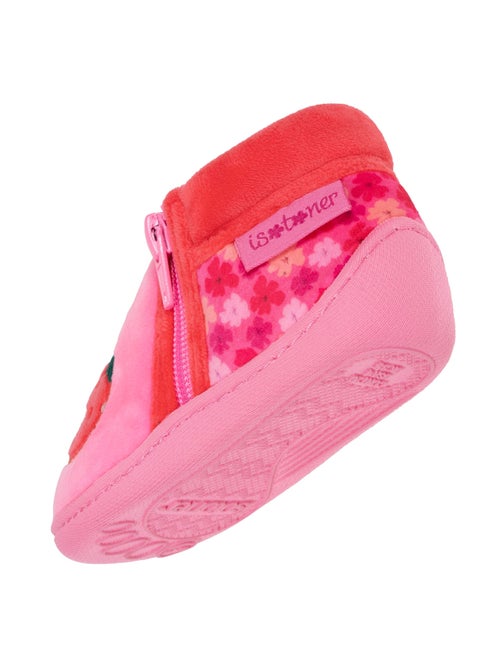 Chaussons bottillons velours maintien renforcé, fermeture bébé fille Isotoner - Kiabi