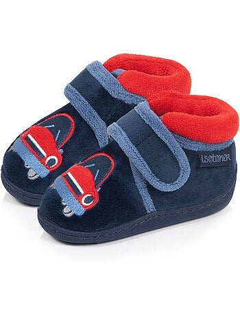 Chaussons bottillons velours maintien renforcé, fermeture bébé garçon Isotoner