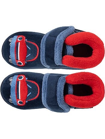 Chaussons bottillons velours maintien renforcé, fermeture bébé garçon Isotoner