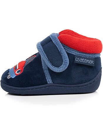 Chaussons bottillons velours maintien renforcé, fermeture bébé garçon Isotoner