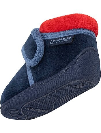 Chaussons bottillons velours maintien renforcé, fermeture bébé garçon Isotoner
