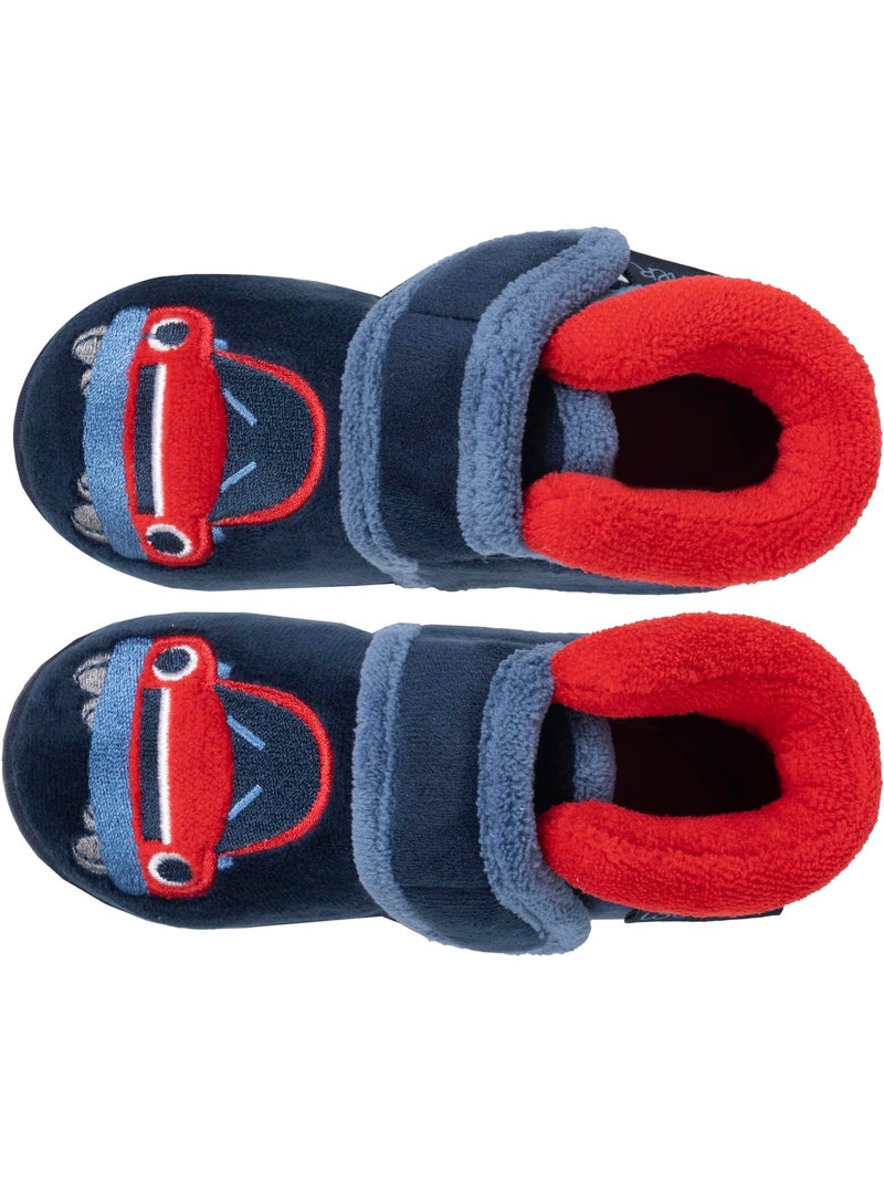 Chaussons bottillons velours maintien renforcé, fermeture bébé garçon Isotoner Bleu marine - Kiabi
