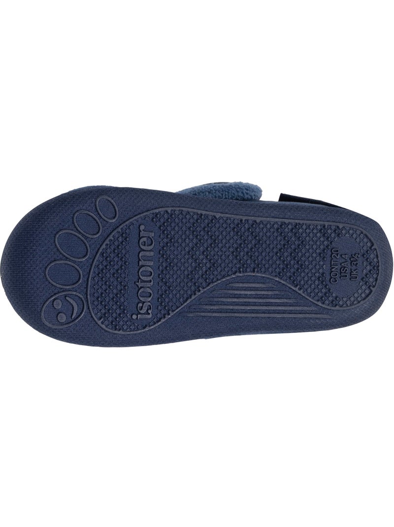 Chaussons bottillons velours maintien renforcé, fermeture bébé garçon Isotoner Bleu marine - Kiabi