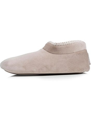 Chaussons bottillons velours, semelle gomme antidérapante femme
