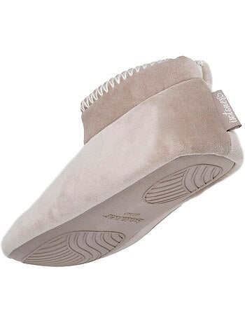 Chaussons bottillons velours, semelle gomme antidérapante femme