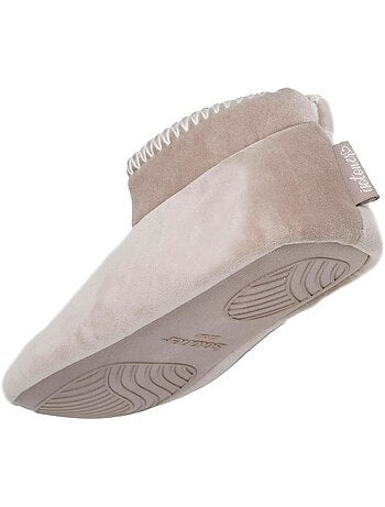 Chaussons bottillons velours, semelle gomme antidérapante femme Isotoner