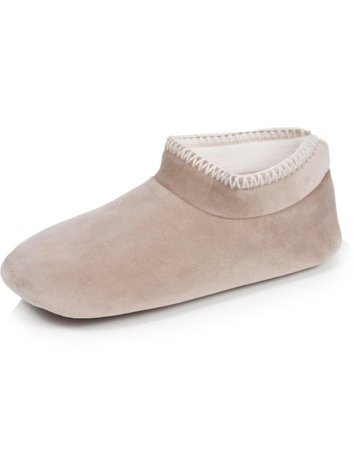 Chaussons bottillons velours, semelle gomme antidérapante femme Isotoner - Kiabi