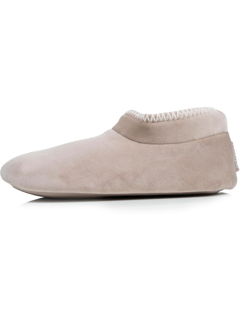 Chaussons bottillons velours, semelle gomme antidérapante femme Isotoner Beige - Kiabi