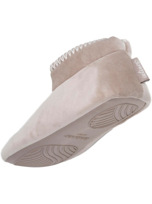 Chaussons bottillons velours, semelle gomme antidérapante femme Isotoner - Kiabi