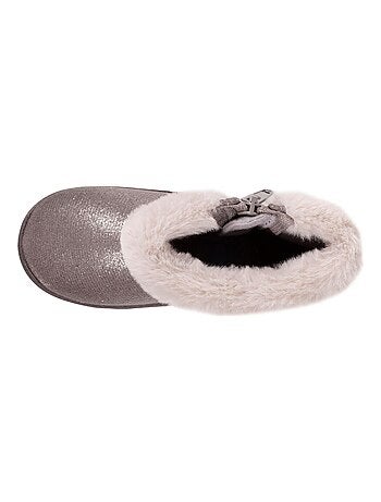 Chaussons bottillons zip irisé et imitation fourrure bébé fille Isotoner