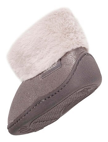 Chaussons bottillons zip irisé et imitation fourrure bébé fille Isotoner