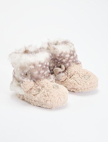 Chaussons bottines en bouclette 'renne'