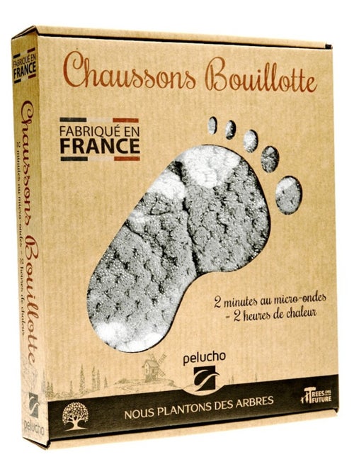 Chaussons bouillottes gris paillette - Made in France - Kiabi