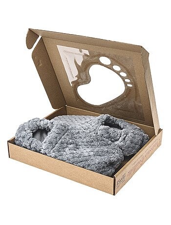 Chaussons bouillottes gris paillettes - made in france