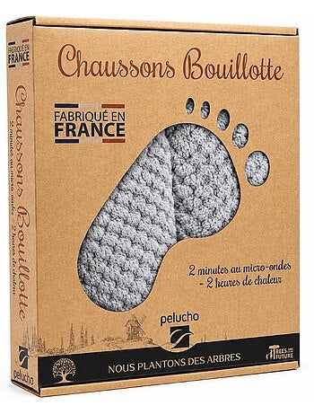 Chaussons bouillottes gris paillettes - made in france