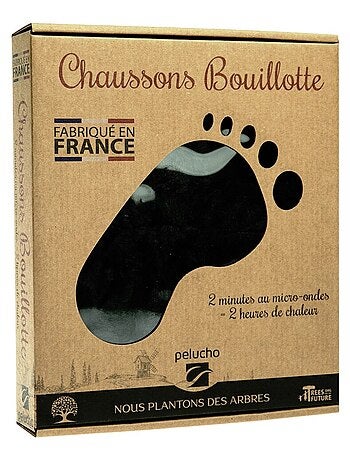 Chaussons bouillottes Noirs - Made in France