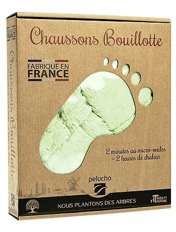 Chaussons bouillottes Vert Pastel - Made in France