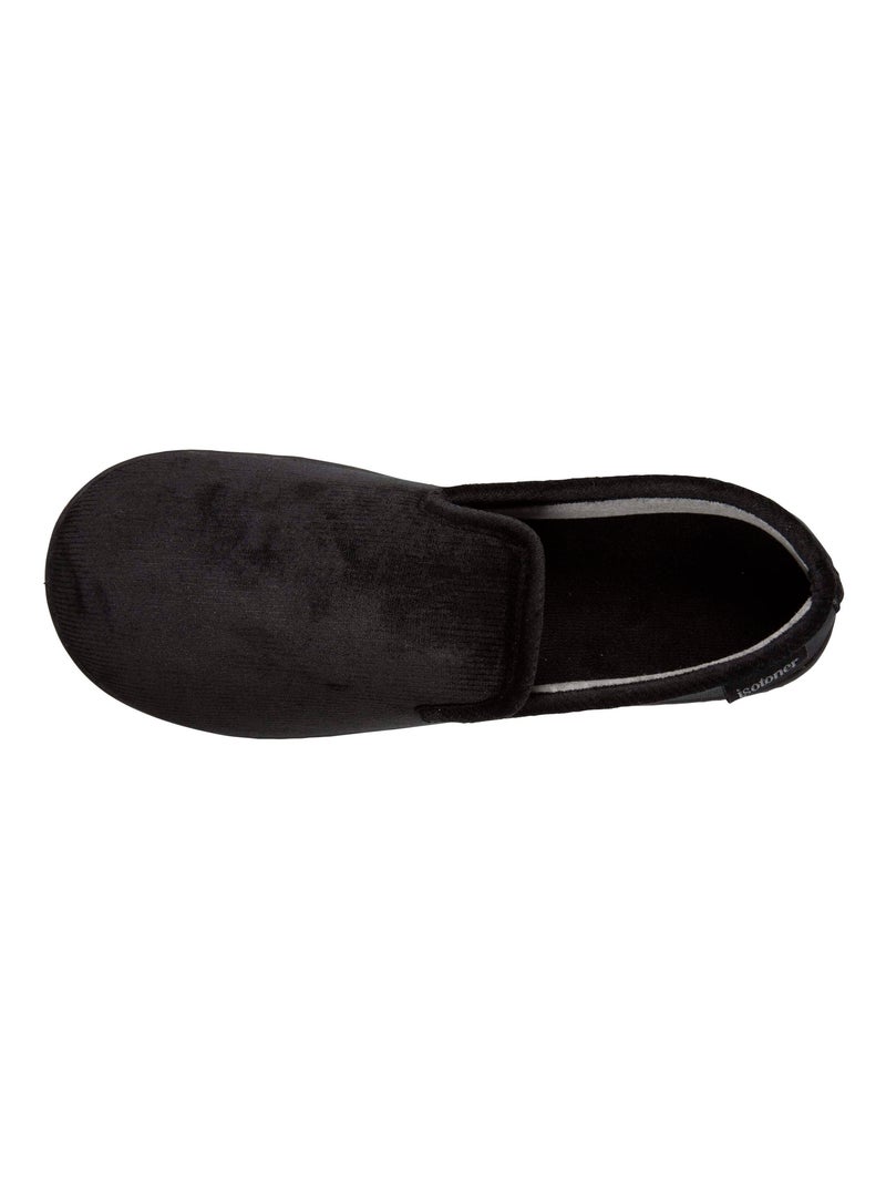 Chaussons charentaises côtelées homme Isotoner Noir - Kiabi