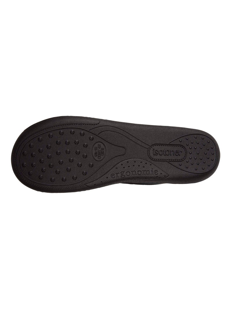 Chaussons charentaises côtelées homme Isotoner Noir - Kiabi