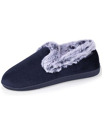 Chaussons charentaises détails fausse fourrure femme isotoner
