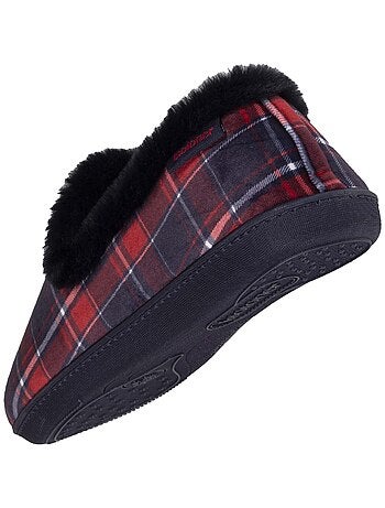 Chaussons charentaises détails fausse fourrure femme Isotoner