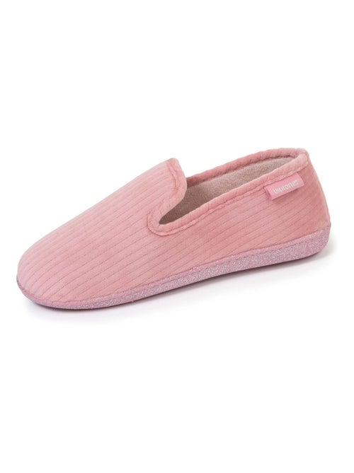 Chaussons charentaises femme rose pailleté Isotoner - Kiabi
