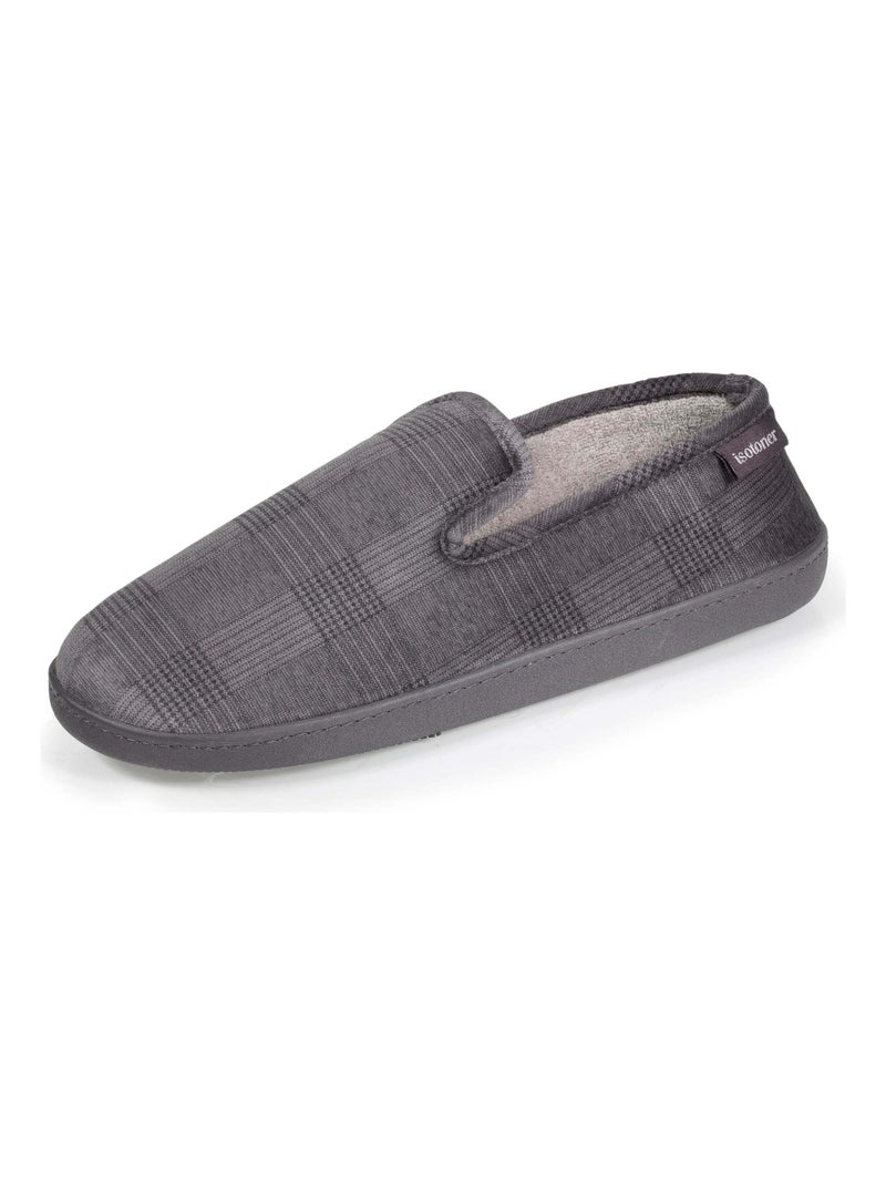 Chaussons charentaises homme carreaux gris Isotoner Gris - Kiabi