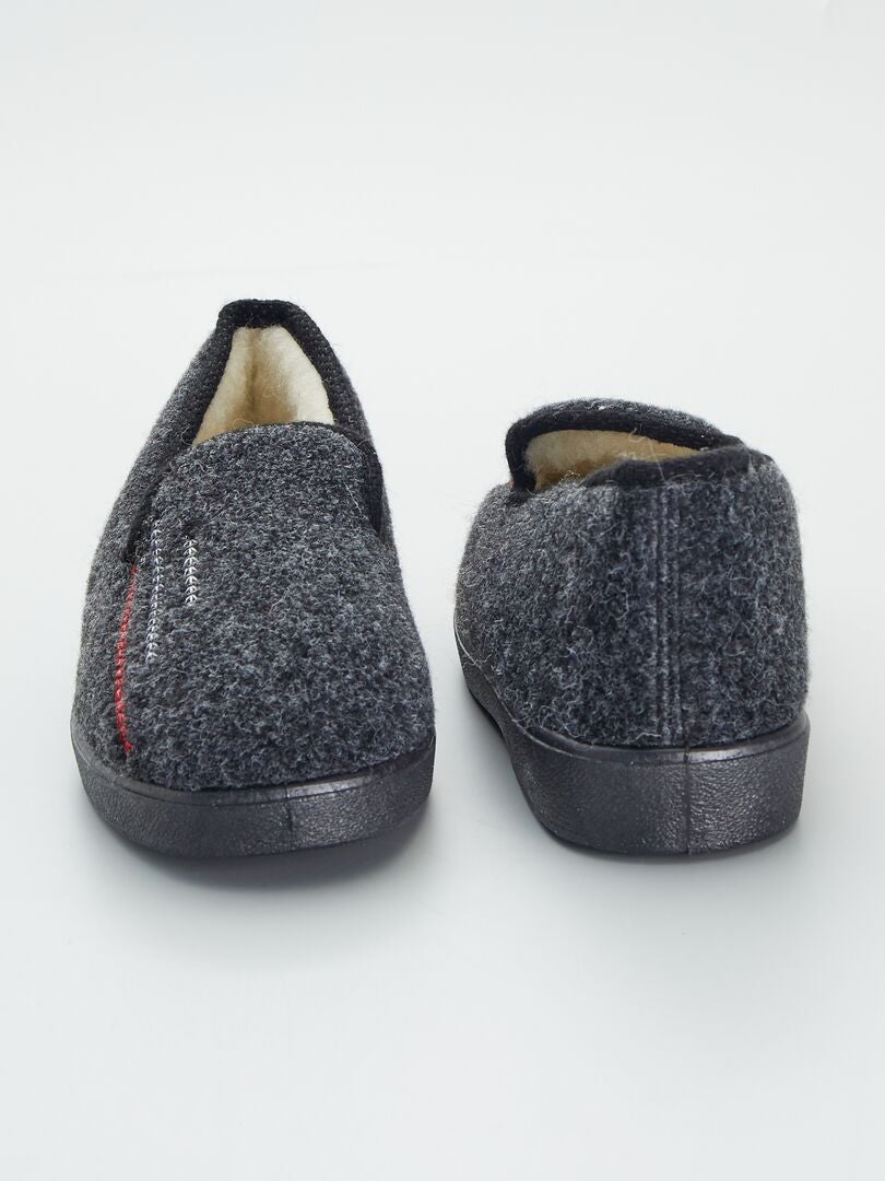 Chaussons charentaises intérieur laine Gris - Kiabi