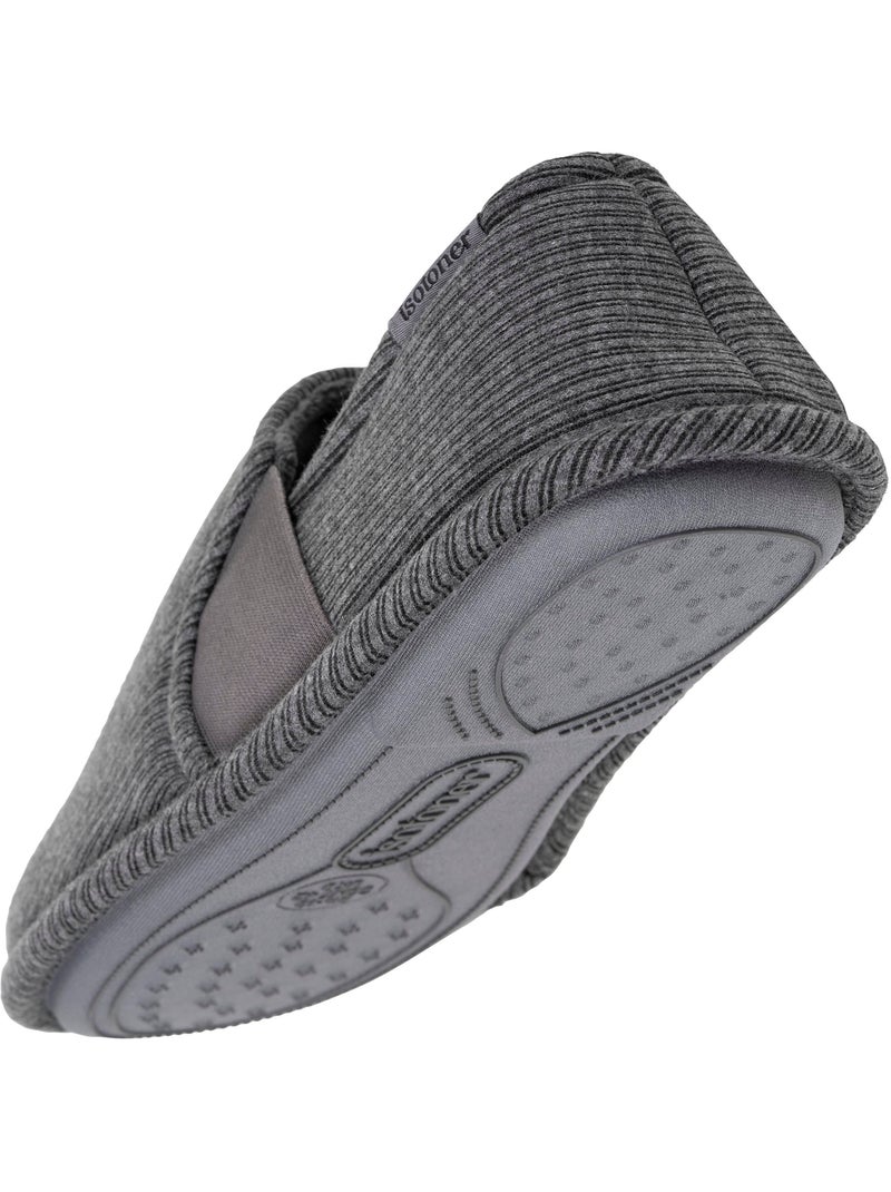 Chaussons charentaises jersey, facile à enfiler, élastique de homme Isotoner Gris - Kiabi