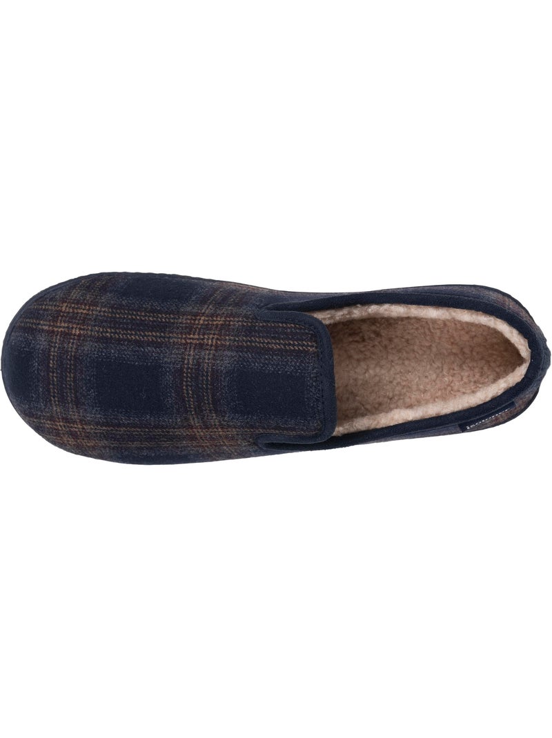 Chaussons charentaises laine semelle ergonomique, mousse à homme isotoner Bleu Marron - Kiabi