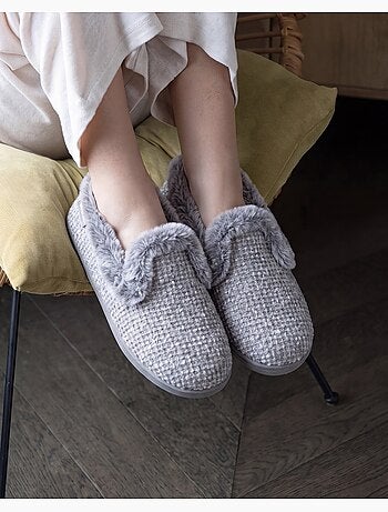 Chaussons charentaises microvelours semelle ergonomique, mousse femme isotoner