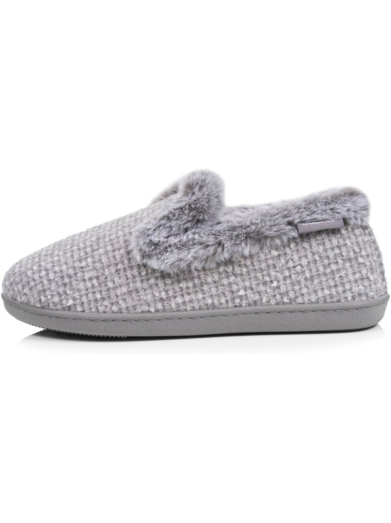 Chaussons charentaises maille nid d'abeille semelle femme Isotoner Gris Gris - Kiabi