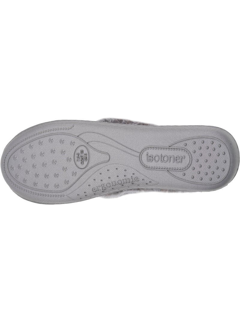 Chaussons charentaises maille nid d'abeille semelle femme Isotoner Gris Gris - Kiabi