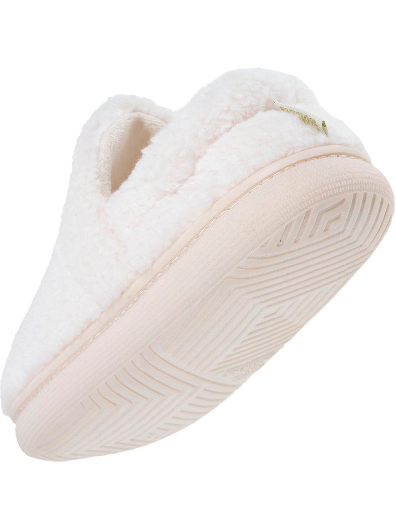 Chaussons charentaises matière sherpa, semelle bloup extra femme Ivoire - Kiabi