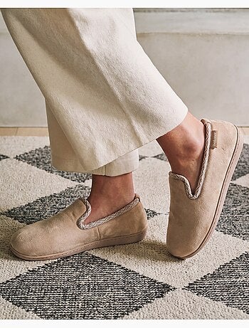 Chaussons charentaises microvelours semelle ergonomique, mousse femme isotoner