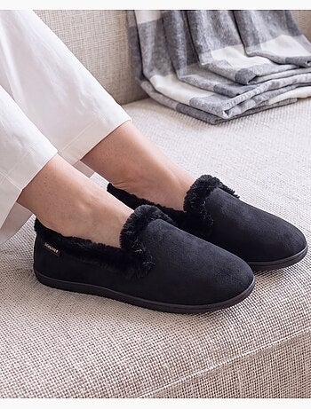 Chaussons charentaises microvelours semelle ergonomique, mousse femme isotoner