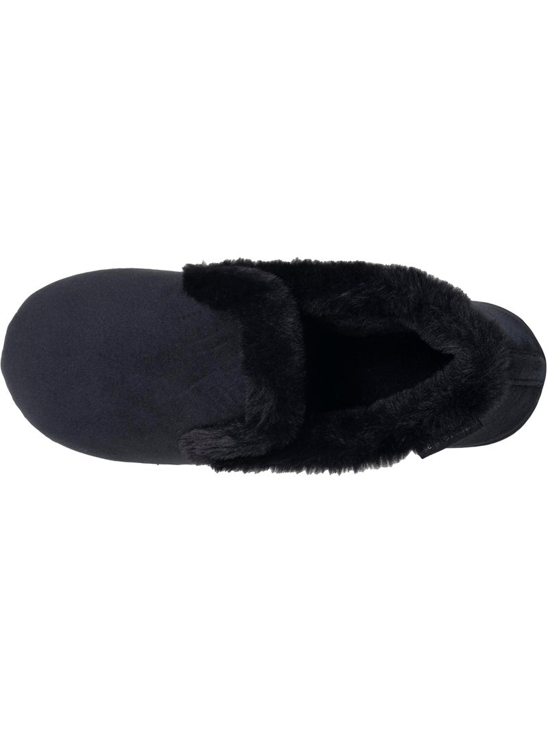 Chaussons charentaises microvelours semelle ergonomique, mousse femme Isotoner Noir - Kiabi