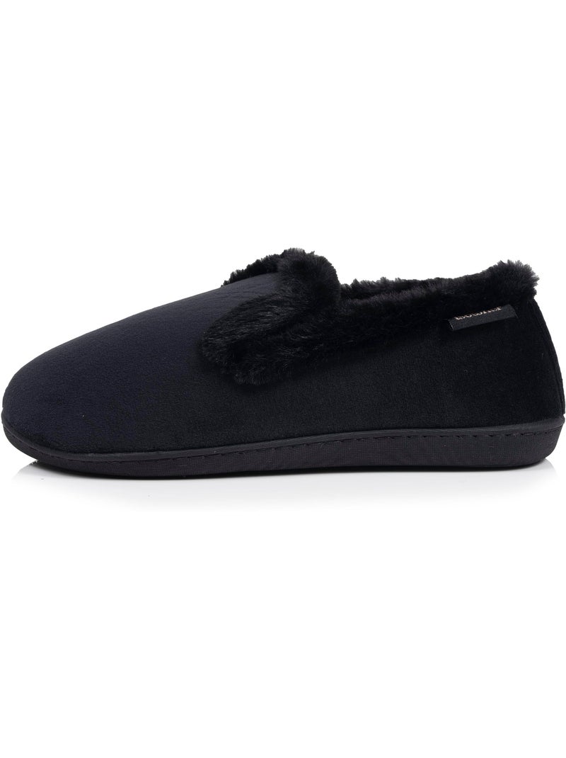 Chaussons charentaises microvelours semelle ergonomique, mousse femme Isotoner Noir - Kiabi
