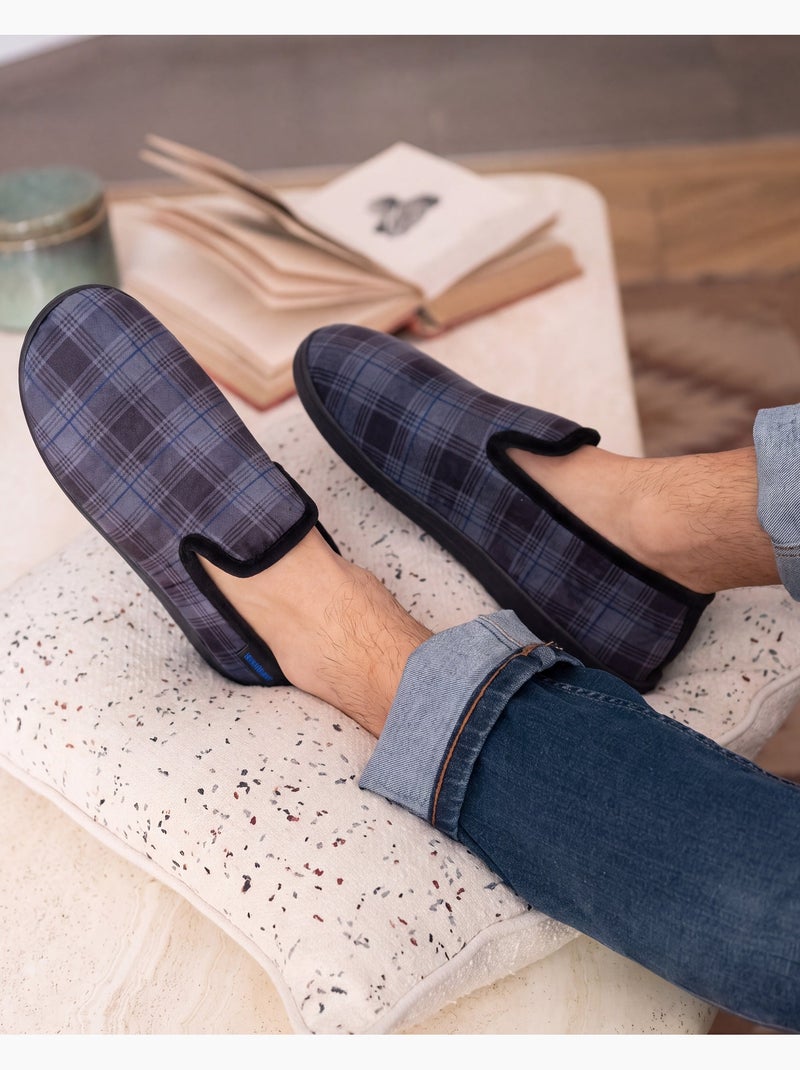 Chaussons charentaises microvelours semelle ergonomique, mousse homme Gris - Kiabi