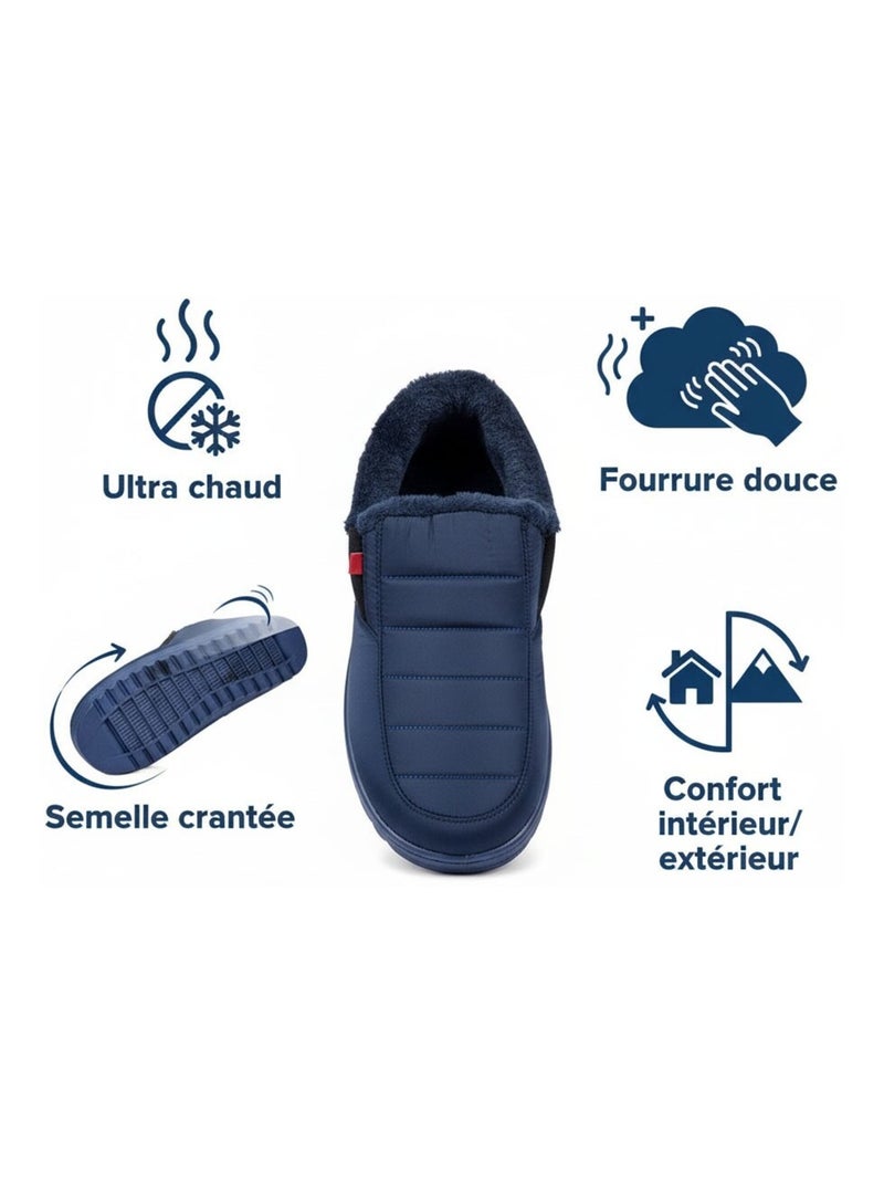 Chaussons charentaises montantes PREMIUM MU9738 Bleu marine - Kiabi